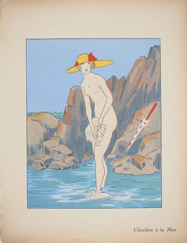 Art déco, Claudine à la mer, Lithographie et pochoir signée by Maggy Monier, Print for Sale on Singulart