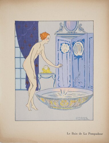 Art déco, Le bain de la Pompadour, Lithographie et pochoir signée by Maggy Monier, Print for Sale on Singulart
