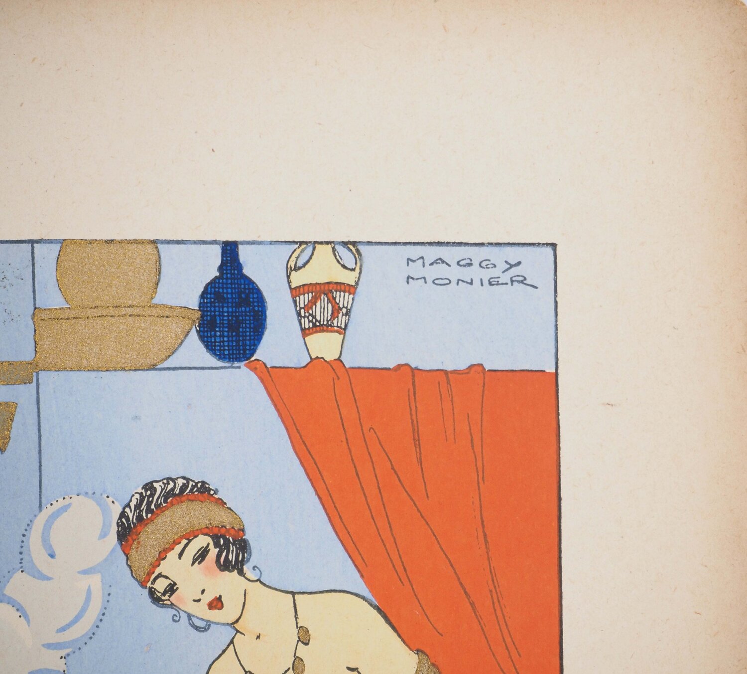 Art Déco : Dalilah aux parures d'or, c Maggy Monier Druck zu verkaufen