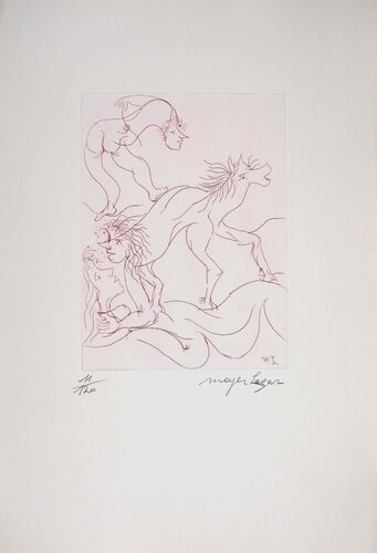 Les acrobates amoureux, Gravure originale signée von Meyer Lazar, Druck kaufen auf Singulart