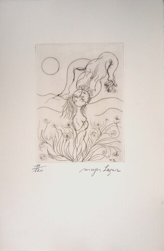 Amoureux dans un champ de roses, Gravure originale signée by Meyer Lazar, Print for Sale on Singulart