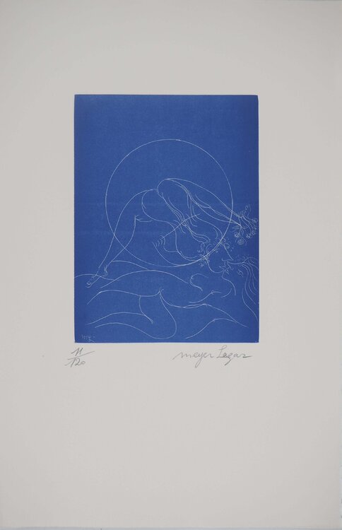 Les amants célestes, Gravure originale signée Meyer Lazar