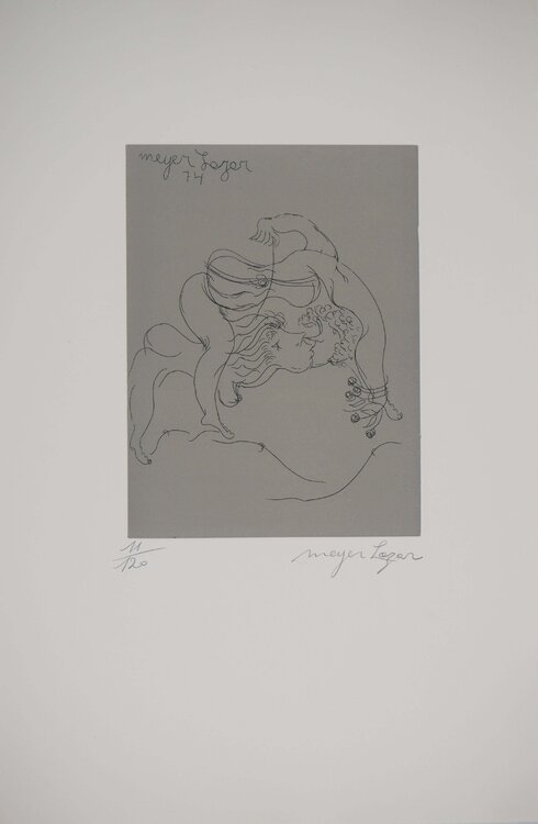 Les acrobates au violon, Gravure originale signée Meyer Lazar