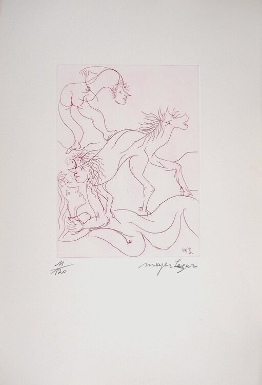 Les acrobates amoureux, Gravure originale signée Meyer Lazar