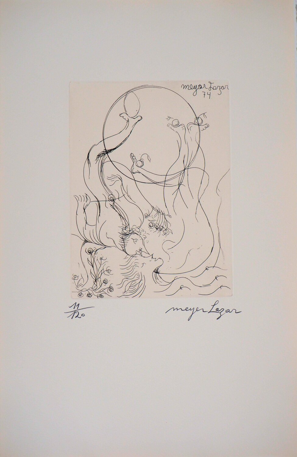 Baisers sucrés, Gravure originale signée Meyer Lazar Édition à vendre