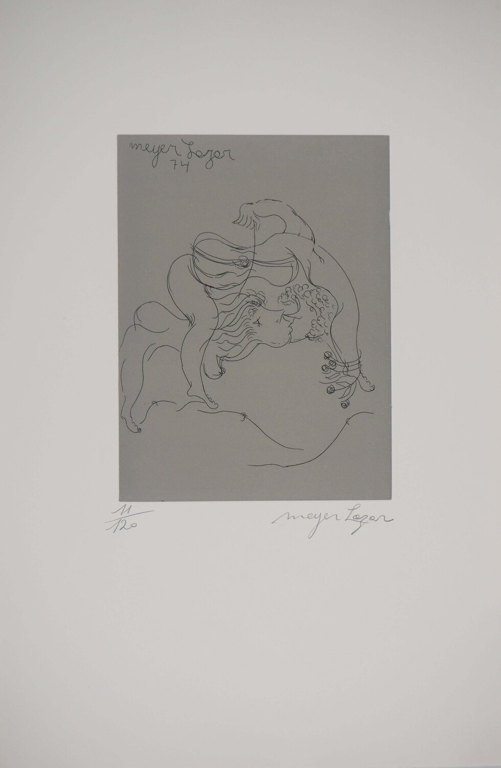 Les acrobates au violon, Gravure originale signée Meyer Lazar Édition à vendre