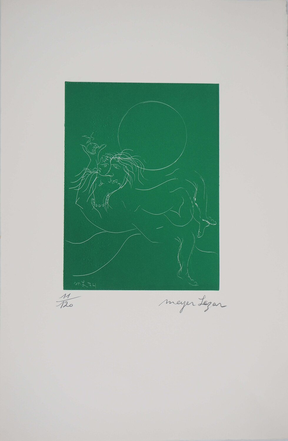 Couple à la pomme, Gravure originale signée Meyer Lazar Druck zu verkaufen