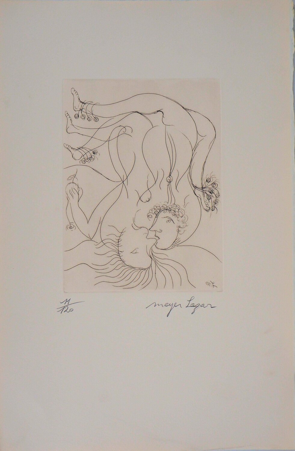 Amour renversant, Gravure originale signée Meyer Lazar Print for sale