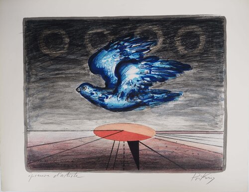 Colombe migratrice, Lithographie originale signée von Franz Priking, Druck kaufen auf Singulart