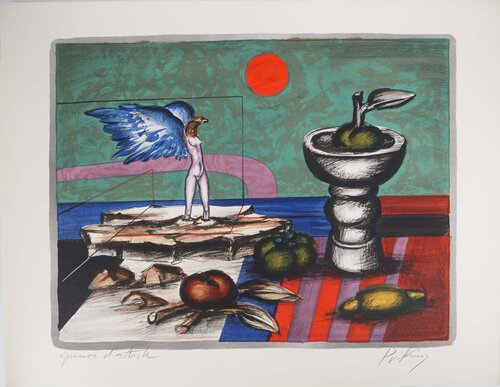 Nature morte à la femme ailée, Lithographie originale signée von Franz Priking, Druck kaufen auf Singulart