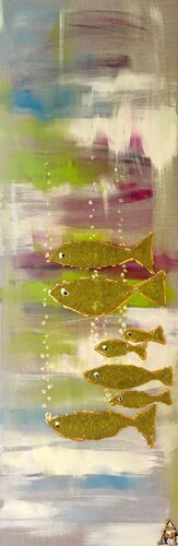 Towel Fish Society II  von Arthena Maxx in Towel-ART by ARTHENA MAXX, 회화 for Sale on Singulart