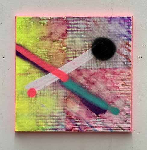 An X and Two Dots on Rainbow Lines von Fabian Freese, Malerei kaufen auf Singulart