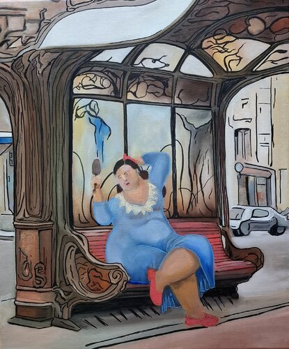 Portrait d'une jolie femme à la manière de Botero von Flaminia Carloni, Malerei kaufen auf Singulart