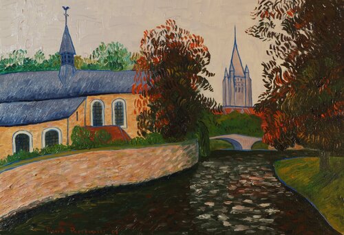 Bruges beguinage - 1 van pierre paszkowski, Schilderij te koop op Singulart