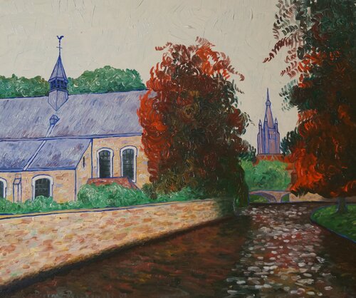 Bruges beguinage - 4 di pierre paszkowski, Pittura in vendita su Singulart