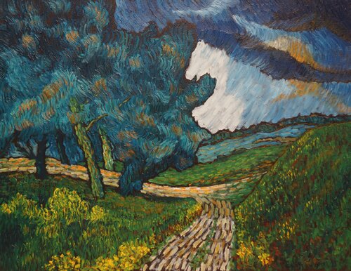 Path along the lake - 8 de pierre paszkowski, Pintura a la venta en Singulart