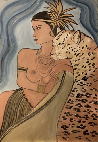 Leopard and Woman de Carmen Coduri, Pintura a la venta en Singulart
