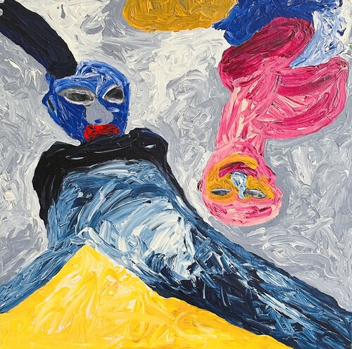 The Blue Man Contemplating de Isabelle Cannas, Pintura a la venta en Singulart