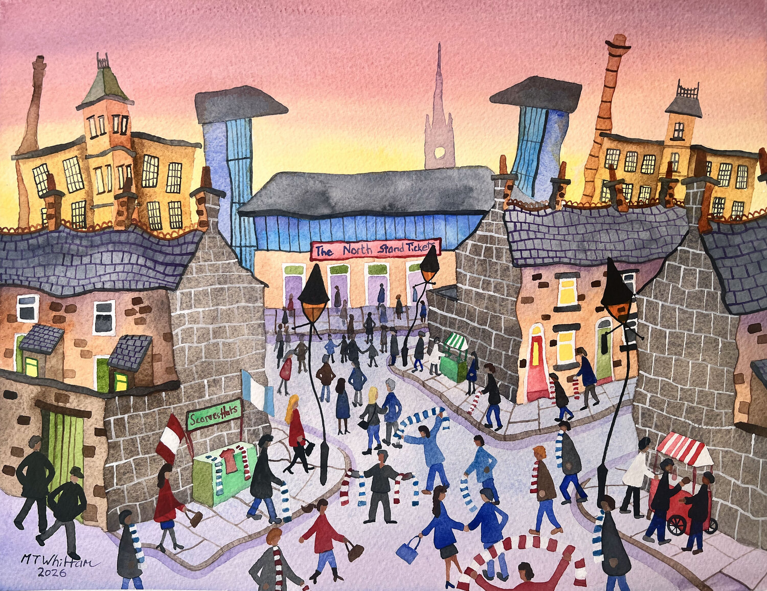 Saturday Afternoon in a Northern Town martin whittam Dipinto originale in vendita