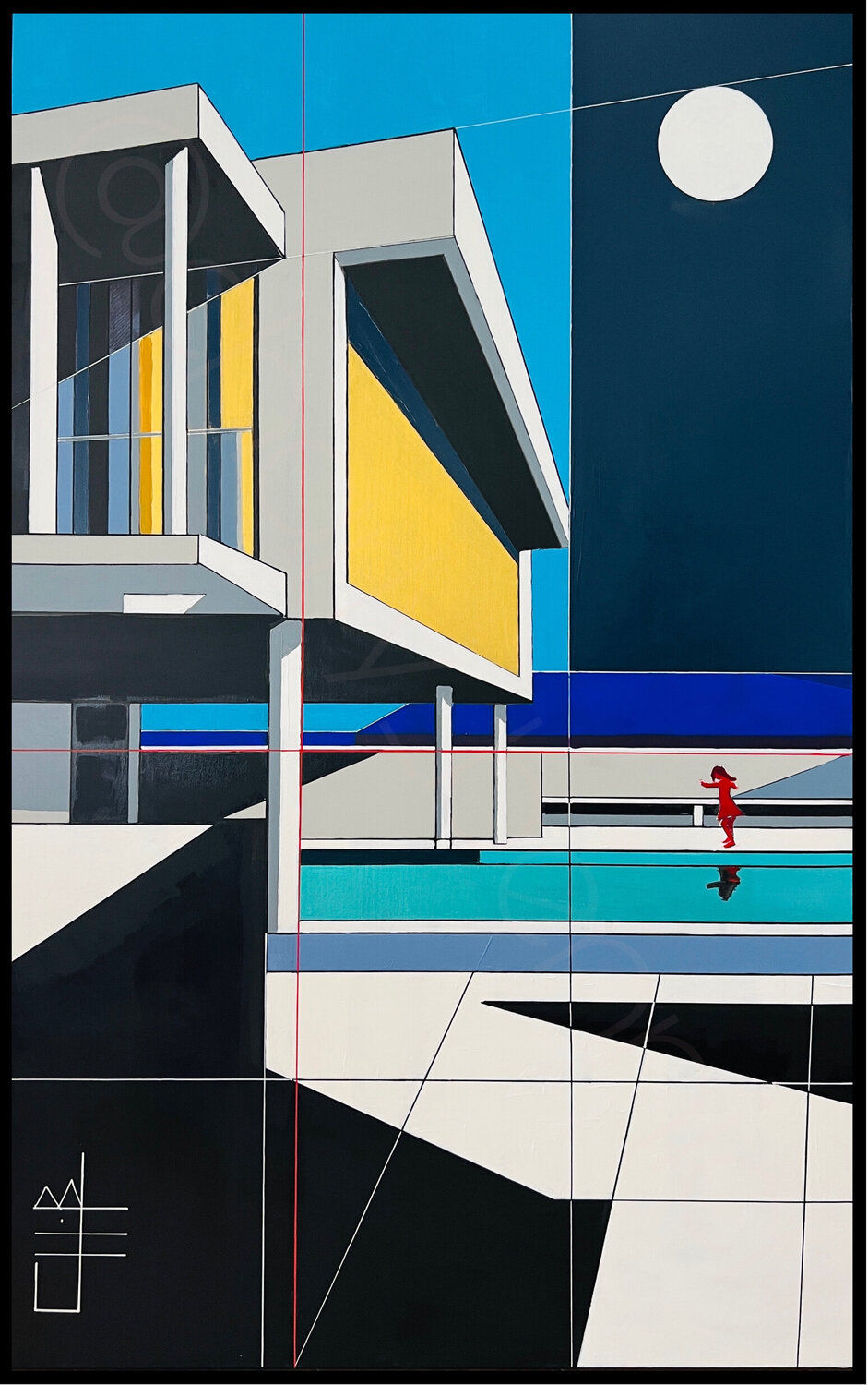 Pleine lune sur le toit, Le Corbu ﹗ Charly BENNICI Originalgemälde zu verkaufen