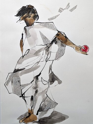 Newspaperdance 2 by Petra Herrmann, Drawing for Sale on Singulart