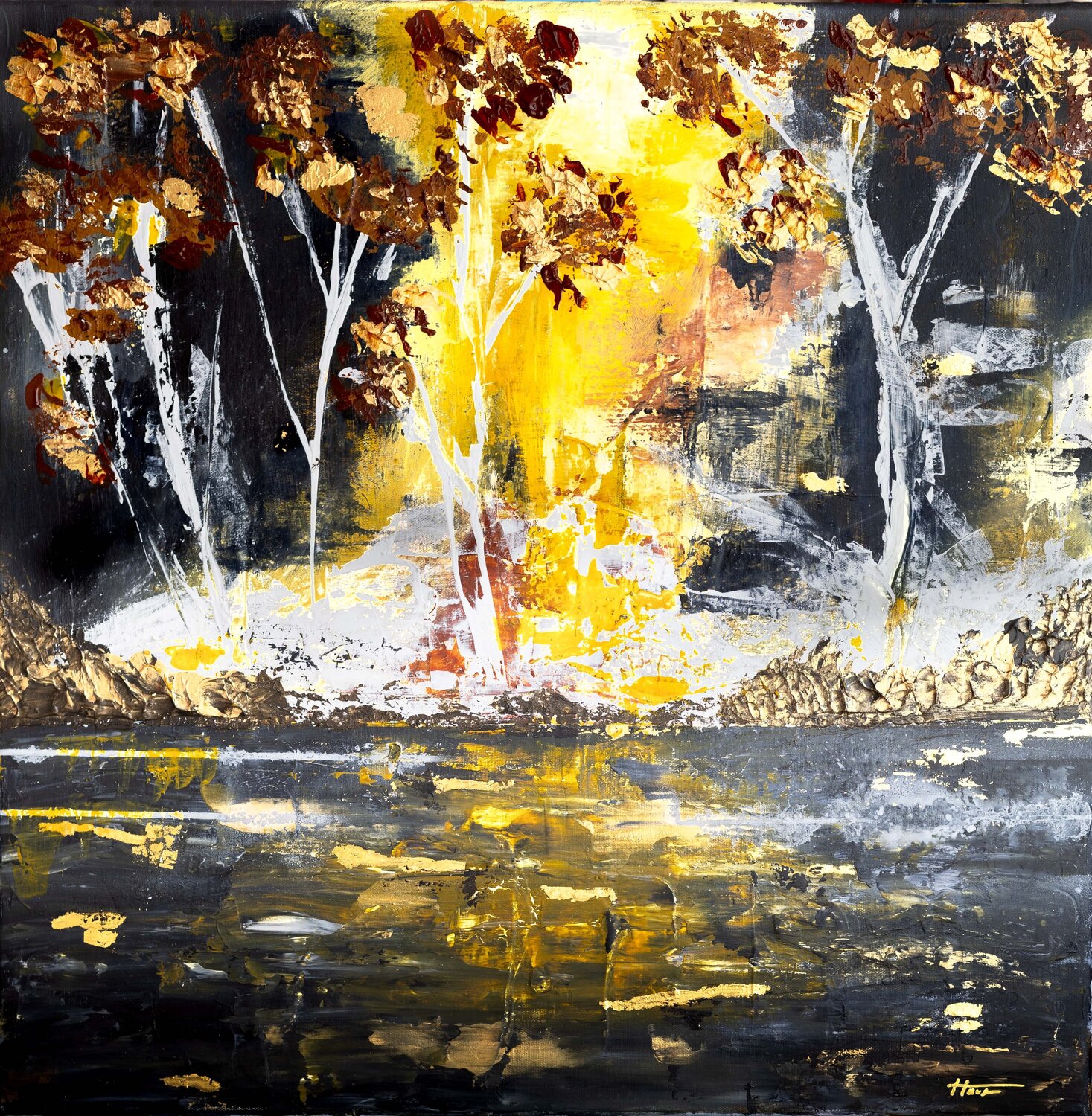 Sound of Falling Leaves Victoria Hausen Originalgemälde zu verkaufen