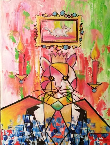 THE KING CAT van Christiane Martini, Schilderij te koop op Singulart