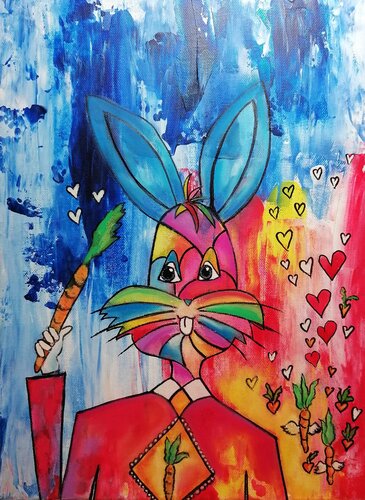 RABBIT IN LOVE von Christiane Martini, Malerei kaufen auf Singulart