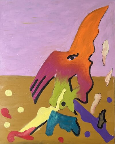 Die orangene Haiflosse van Daniel Pultorak, Schilderij te koop op Singulart