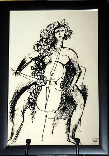 Cellist​ by Yuri Krasny, Work on Paper for Sale on Singulart