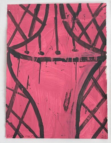 Black on Hot Pink (From Fifteen Vessels at Kit Mandor) von Gary Komarin, Malerei kaufen auf Singulart