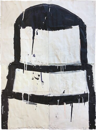 Cake Stacked, Black on Creme and White van Gary Komarin, Schilderij te koop op Singulart