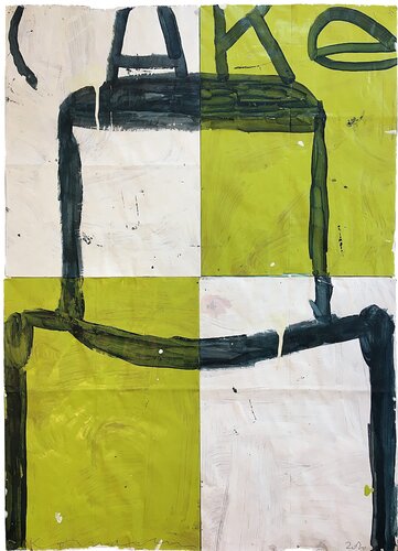Cake Stacked, Checkerboard, Lime and Creme van Gary Komarin, Schilderij te koop op Singulart