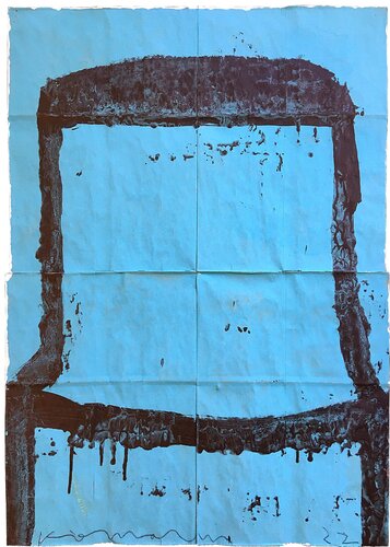 Cake Stacked, Dark Chocolate on Sky Blue van Gary Komarin, Schilderij te koop op Singulart