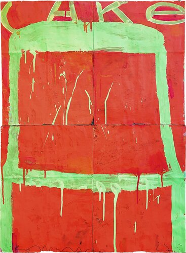 Cake Stacked, Lime on Tangerine van Gary Komarin, Schilderij te koop op Singulart
