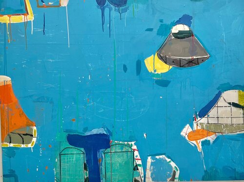 She Don't Get the Blues in the Blue Room van Gary Komarin, Schilderij te koop op Singulart