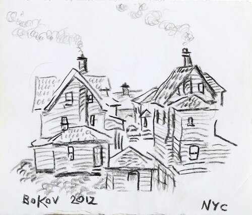 Houses in Winter by Konstantin Bokov, Work on Paper for Sale on Singulart