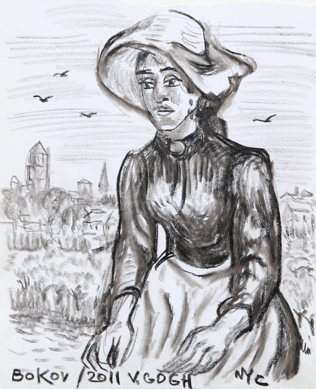 Van Gogh - Peasant Woman Konstantin Bokov Werk auf Papier zu verkaufen