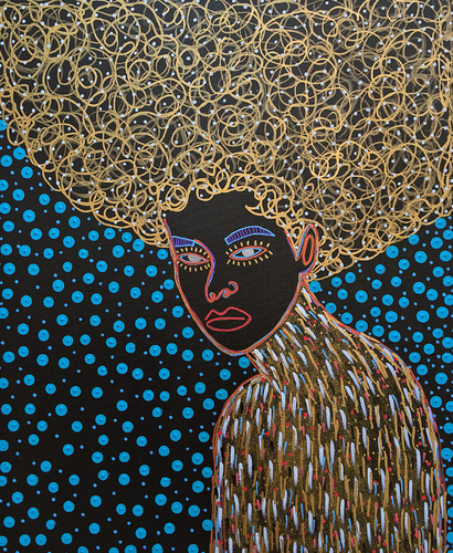 Caribbean Galaxy - Afro van Yermine Richardson, Schilderij te koop op Singulart