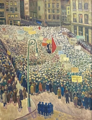 "May Day" Social Realism WPA American Modern NYC Scene Mid 20th Century by Mortimer Borne, 絵画 for Sale on Singulart