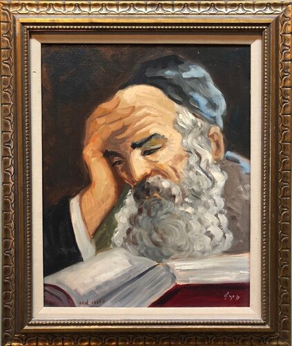 Portrait of a Rabbi Israeli judaica Oil Painting di Nicky Imber, Pittura in vendita su Singulart