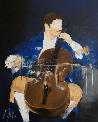 The Cellist par Tomoya Nakano, Peinture en vente sur Singulart