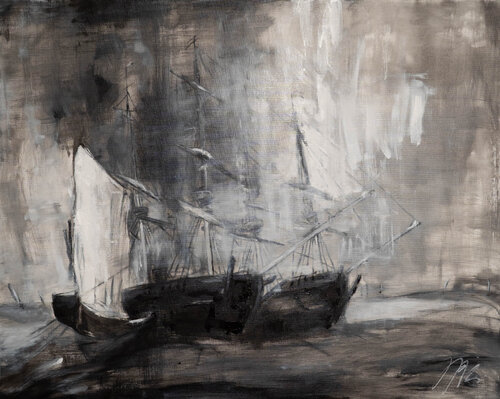 Colliers unloading on Hove Beach after John Constable Tomoya Nakano