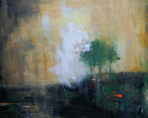 "The Three Trees contemporary" after Rembrandt di Tomoya Nakano, Pittura in vendita su Singulart