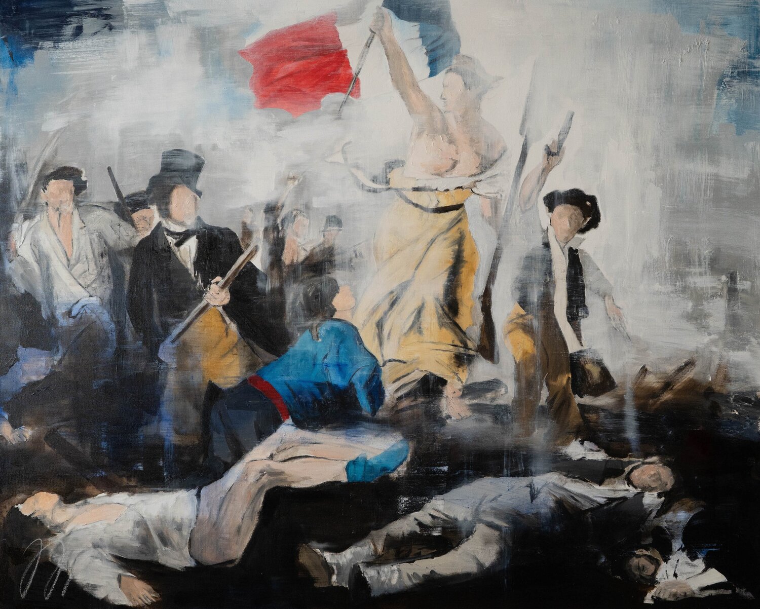 Liberty Leading the People after Delacroix Tomoya Nakano Originalgemälde zu verkaufen