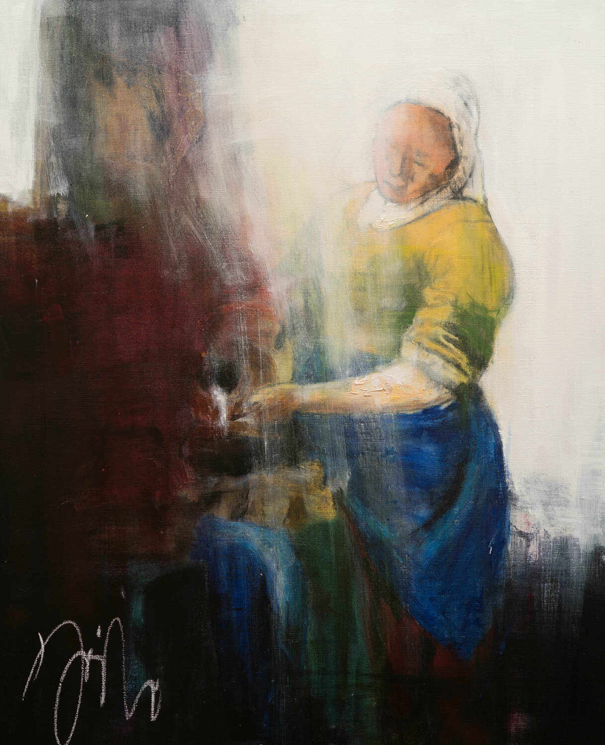 Het melkmeisje contemporary after Essential Vermeer Tomoya Nakano Originalgemälde zu verkaufen
