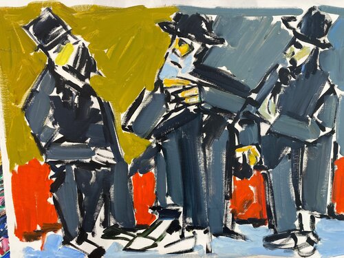 Three Rabbis by Pinchas Litvinovsky, 회화 for Sale on Singulart