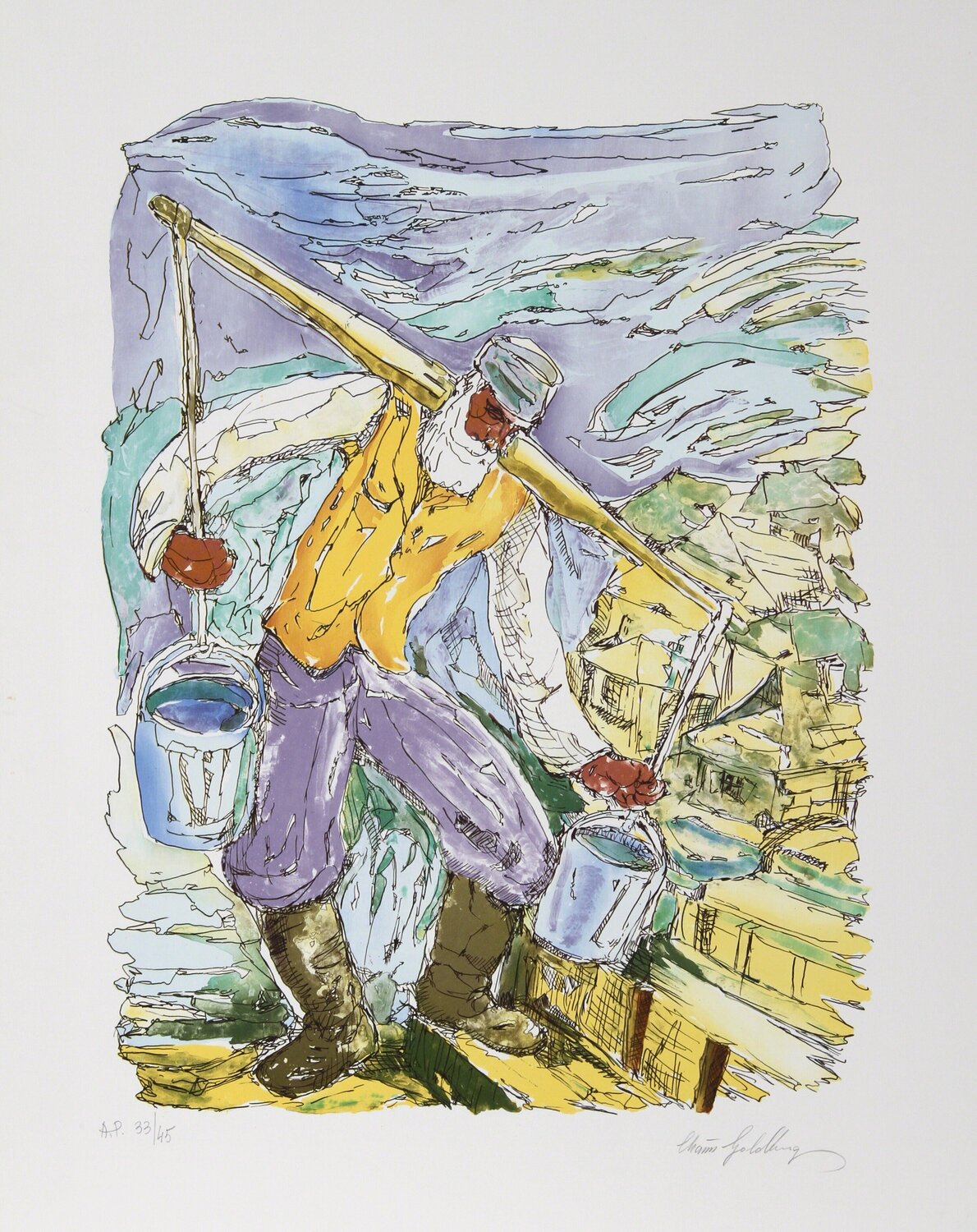 Water Carrier Chaim Goldberg Afdruk te koop