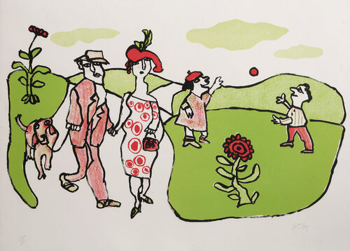 Dog Walk in Park by William Steig, 인쇄 for Sale on Singulart
