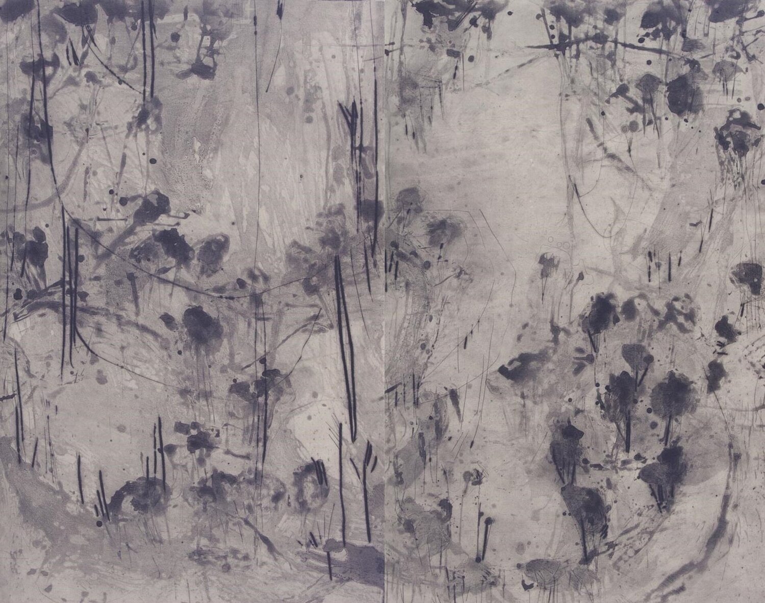 Hillside at Night I - Diptych David Rankin Stampa in vendita